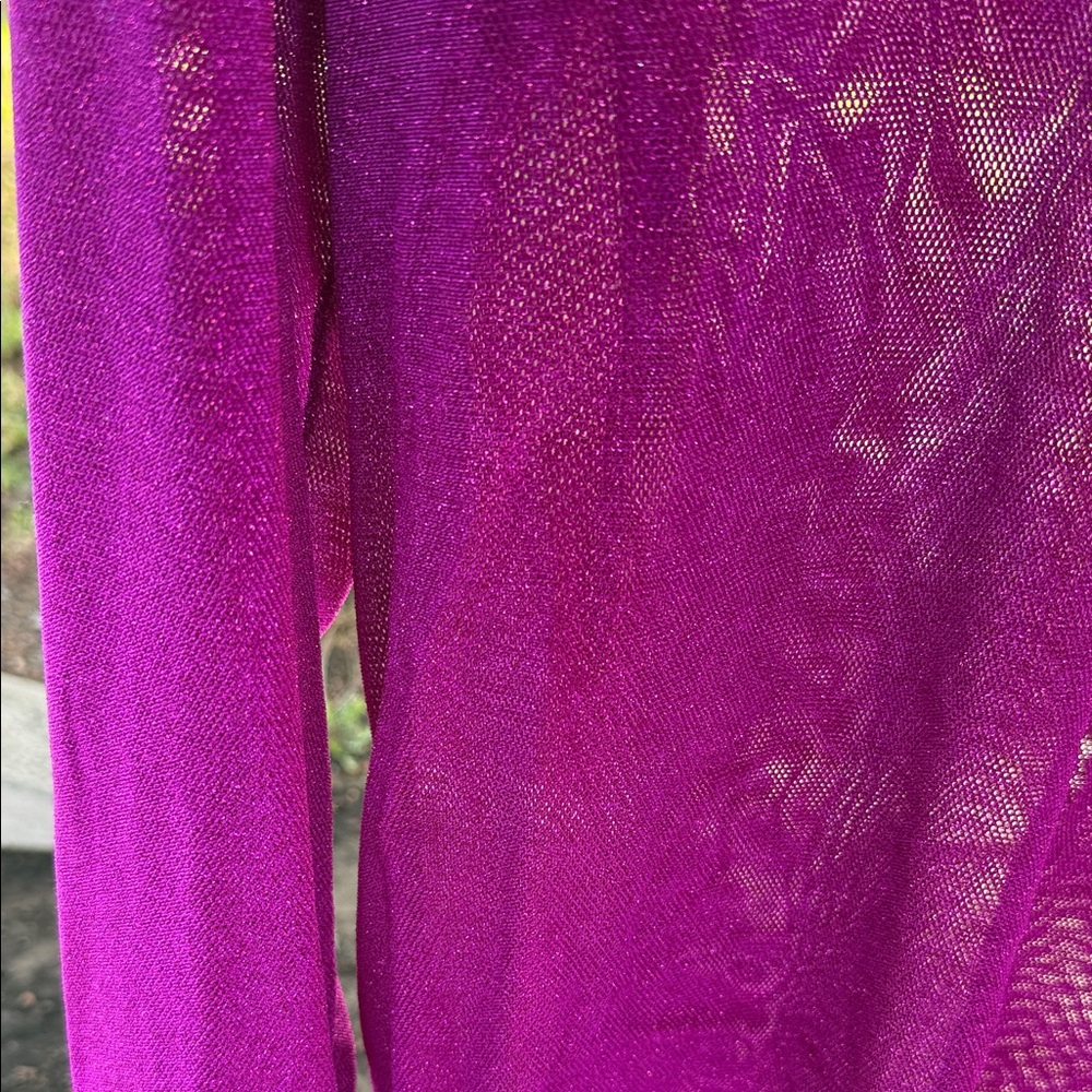 Express Vibrant Pink Sheer Blouse - Picture 3 of 5